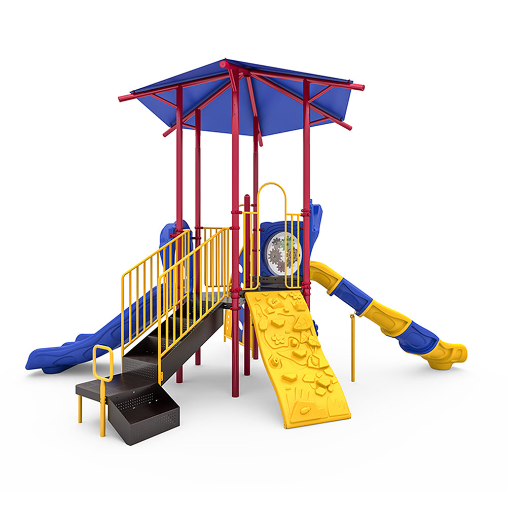 Backview of Primary Colored Winder Playground Equipment