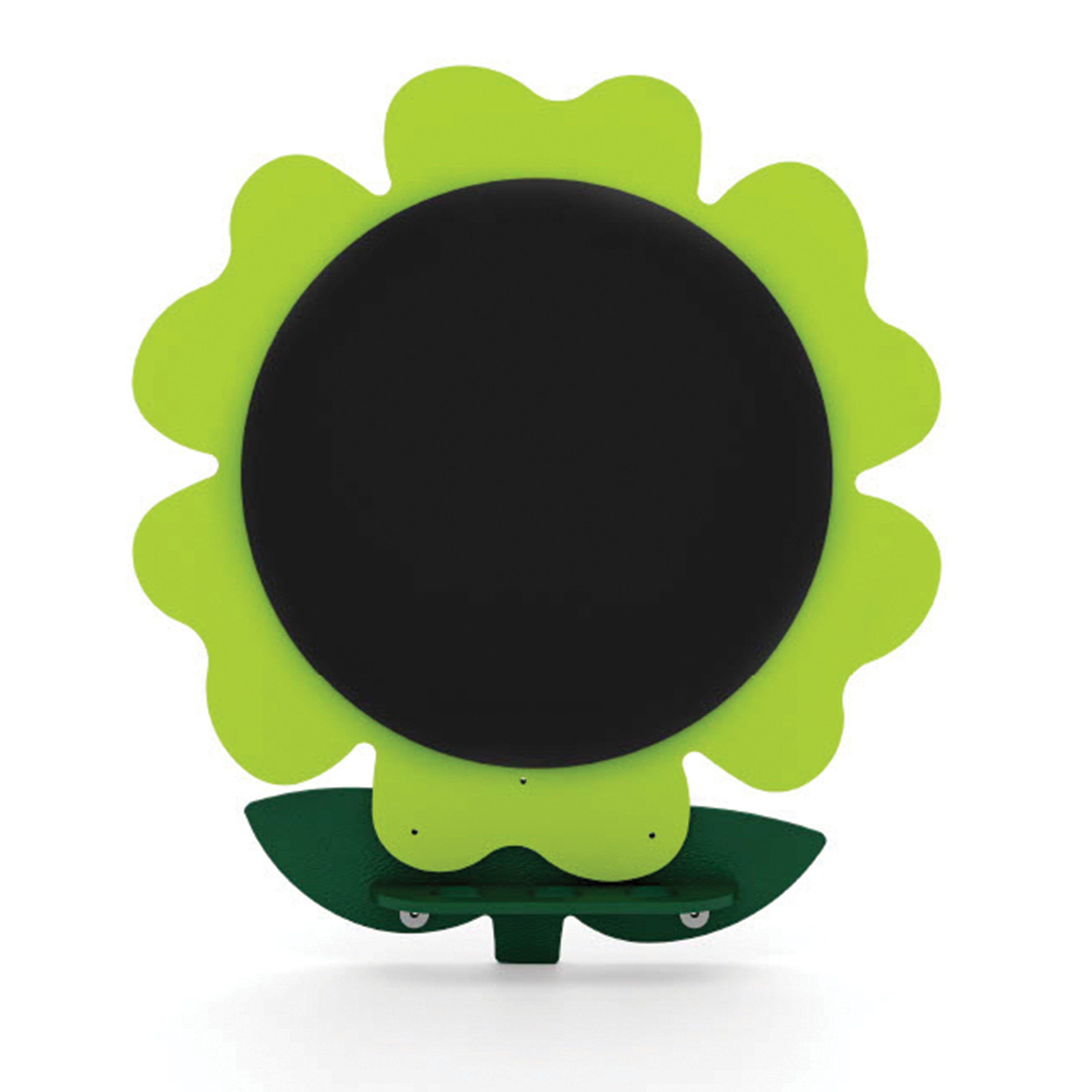 Green flower-shaped playground chalkboard on a white background