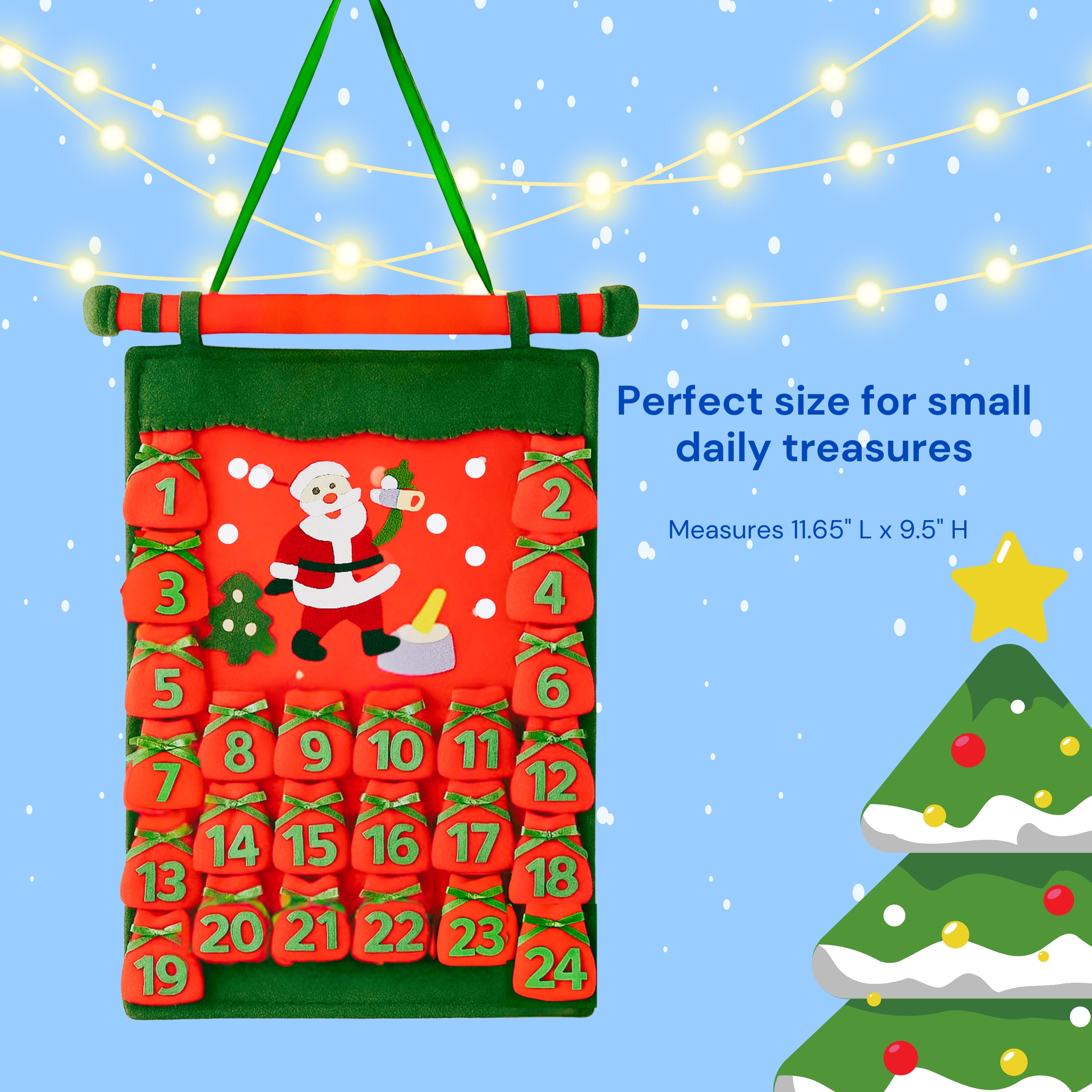 Felt Santa Advent Calendar Banner – Reusable Christmas Countdown Decoration