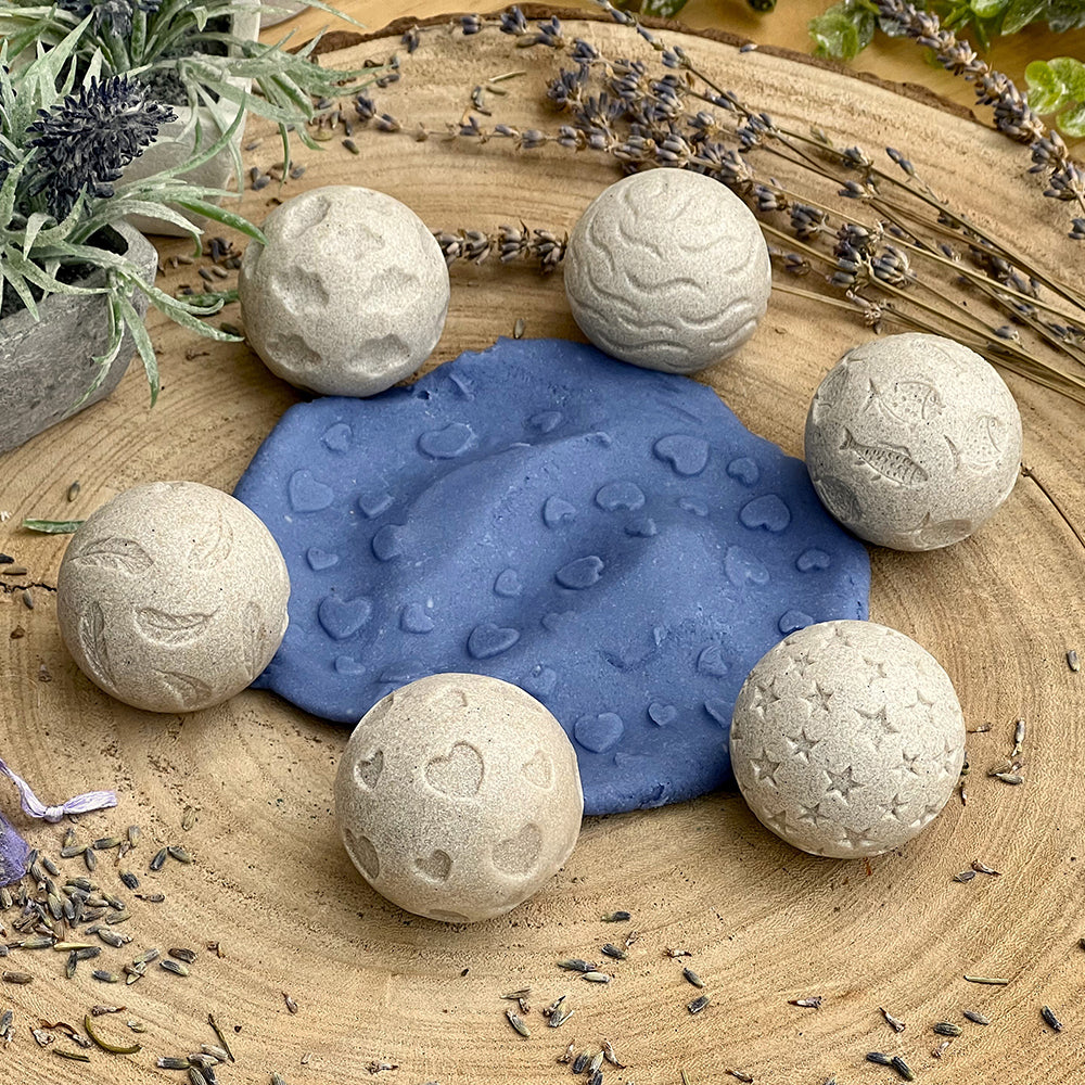 6-Piece Roll Around-Feel Calm Sensory Rollers with Blue Modeling Dough