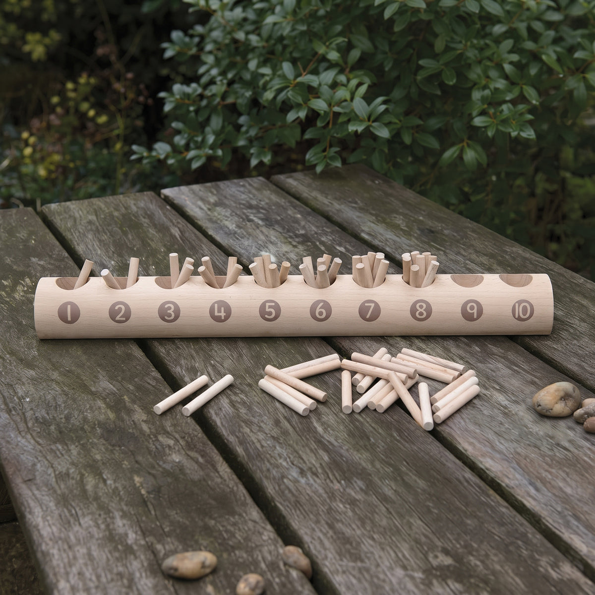 Eco-Friendly Wooden Counting Log with Sticks | Natural Early Math Toy