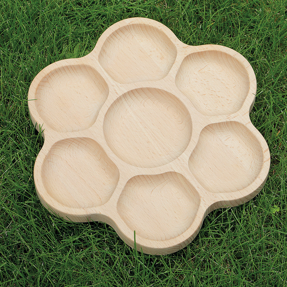 Wooden Flower Sorting Tray Shown Outdoors