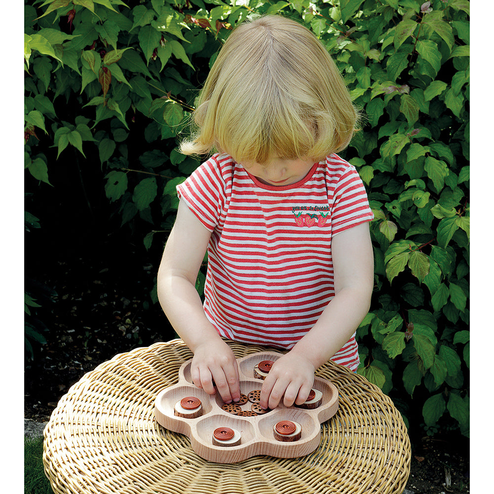 Kid Sorting with Flower-shaped Tray Outdoors
