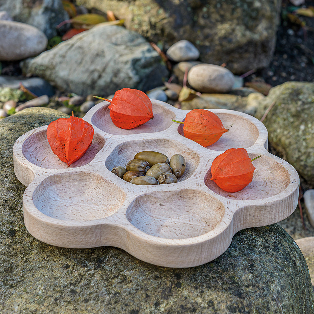 Using Wooden Flower Sorting Tray to Sort Nature Elements