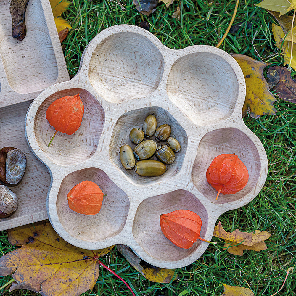 Using Wooden Flower Sorting Tray Outdoors