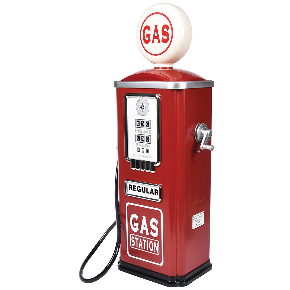 Side View of Realistic Steel Gas Pump Replica