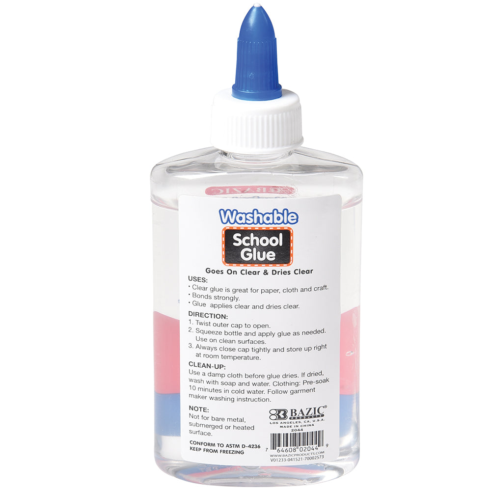 Back View of Clear School Glue Bottle