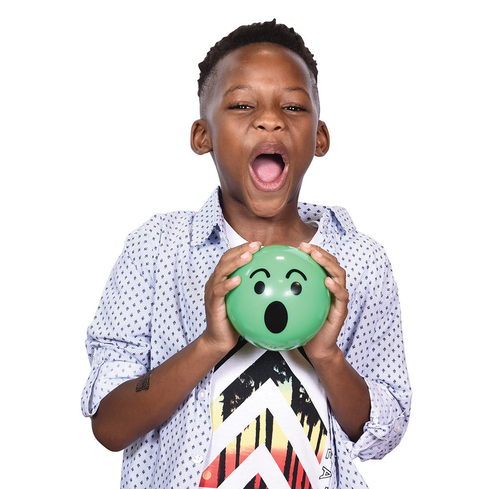 Kid Being Surprised with Shock-Faced Green Ball