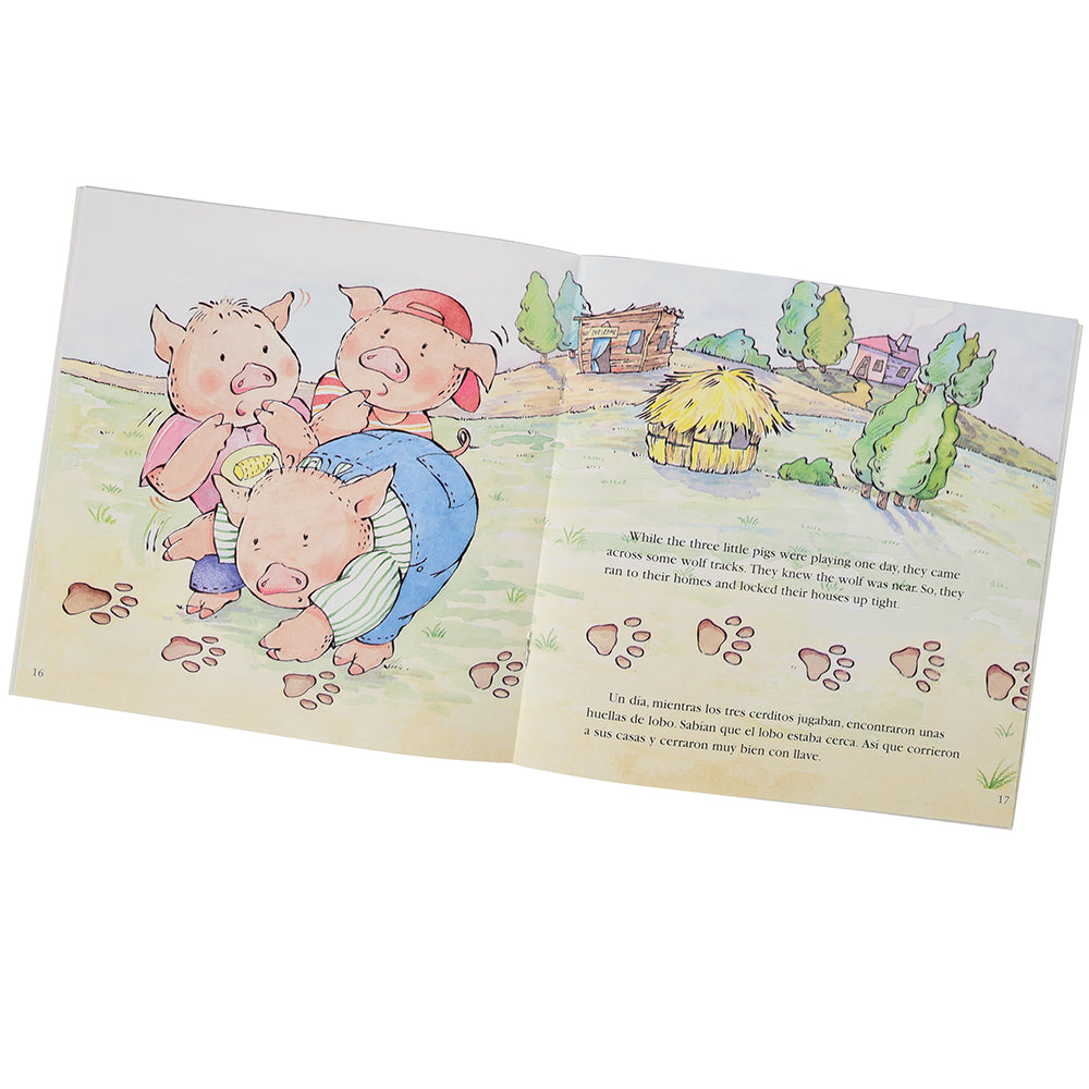 Inside look of Three Little Pigs Bilingual Softcover Book
