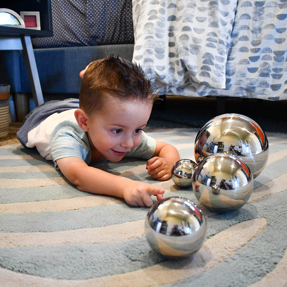 Playtime with Sensory Reflective Mirror Balls 4-Piece Set in Various Sizes