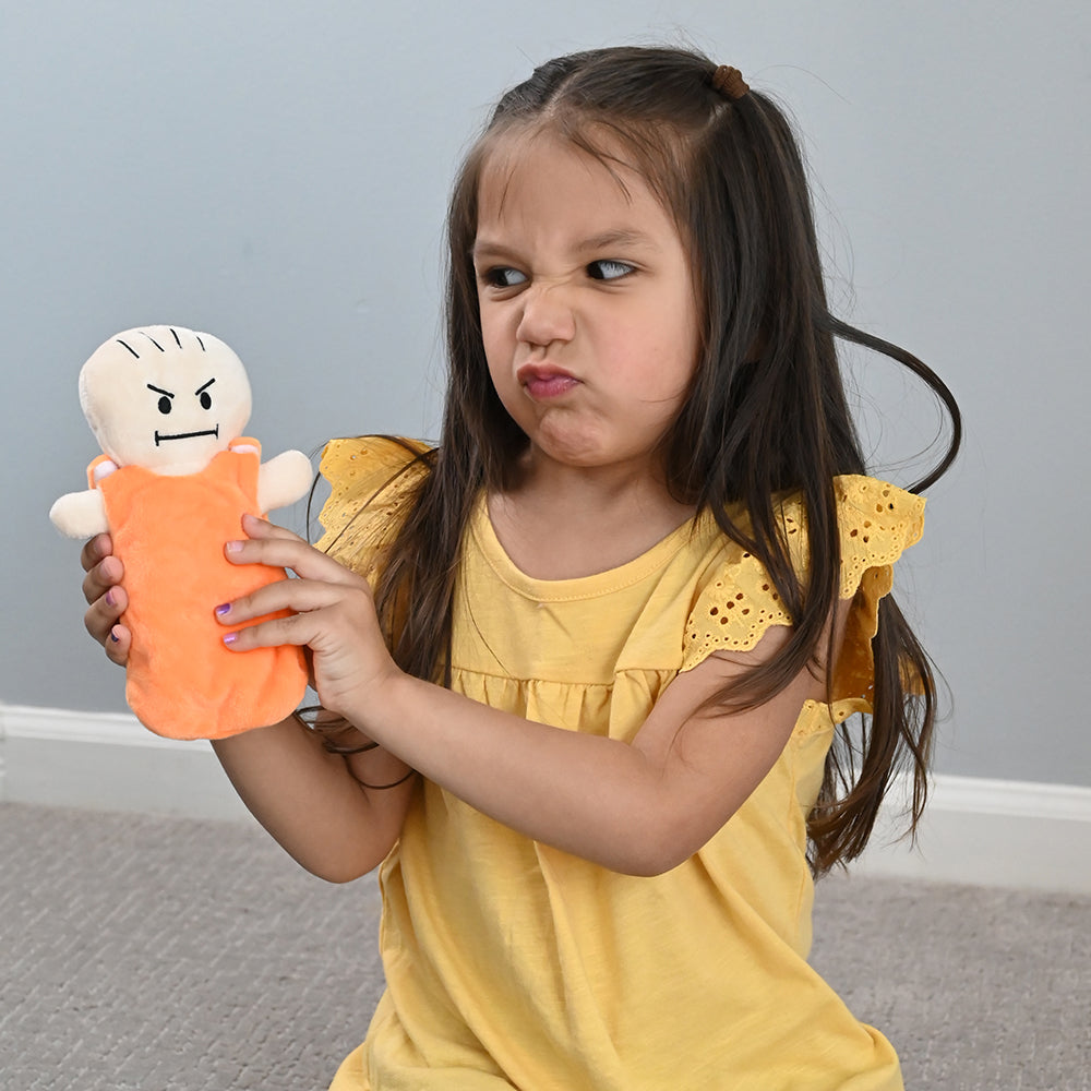 Kid Mimicking Anger with Expression Baby Dolls