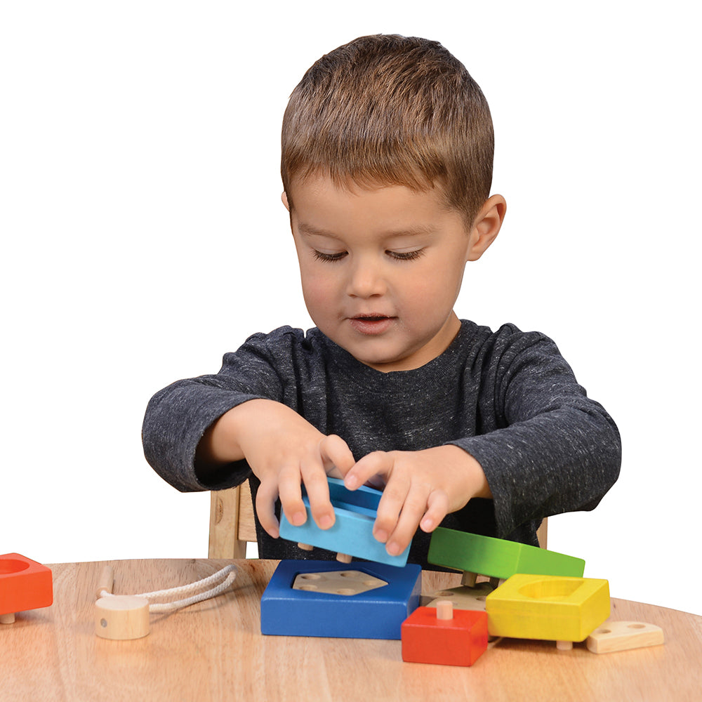 Stacking Colorful Wooden Shapes