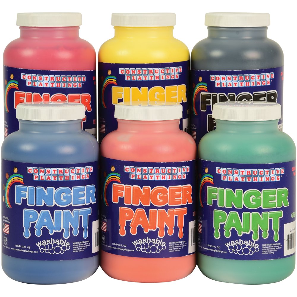 Constructive Playthings® Washable Finger Paints - Set of 6 Pints