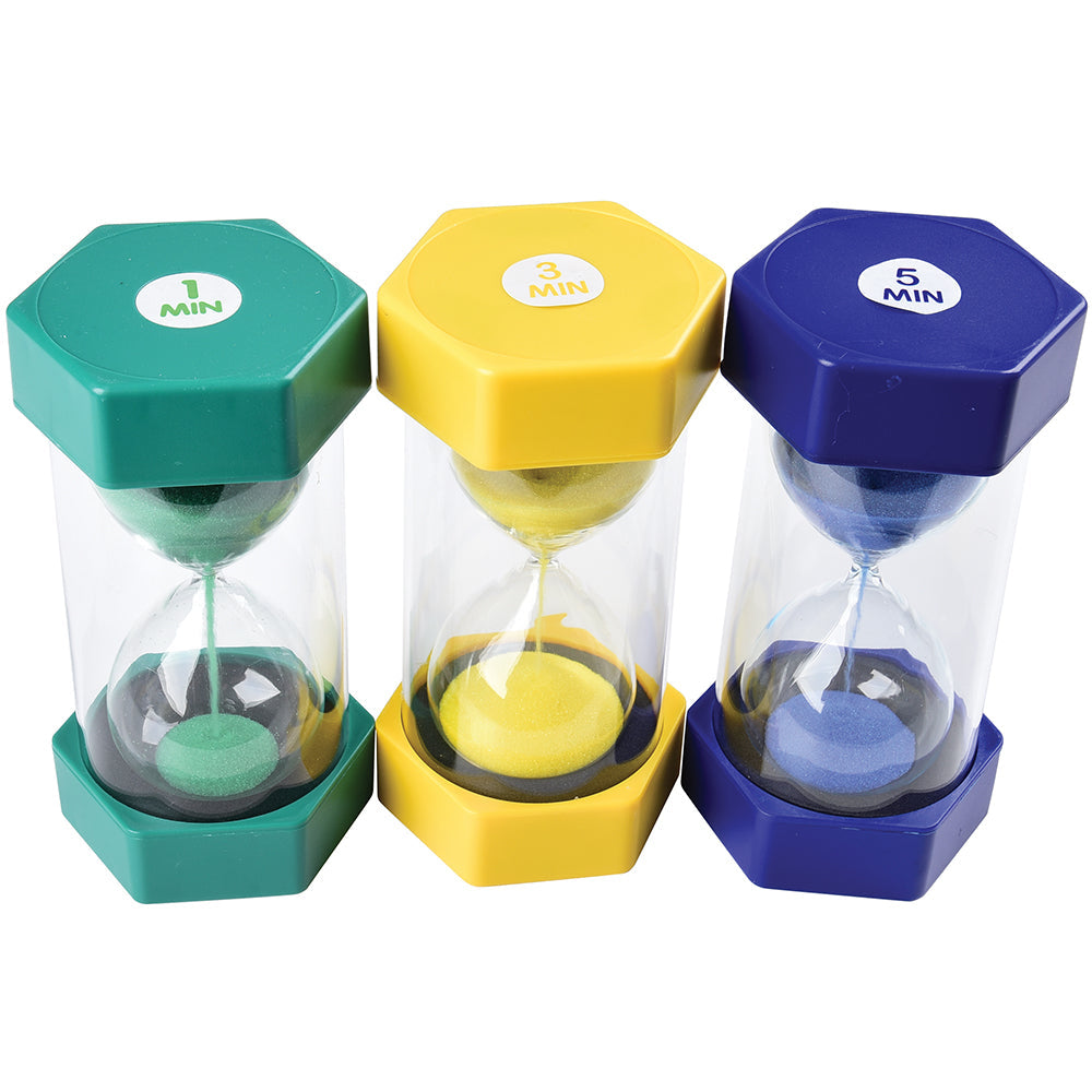 Colorful Sand Timer Set | 3 Large Timers for Classroom Time Management