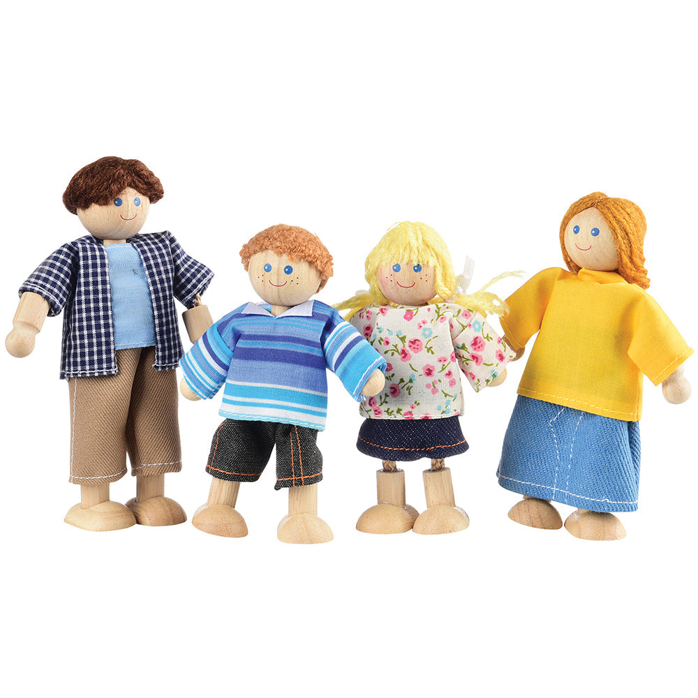 Posable Light Skin Wooden Doll Family