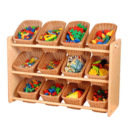 Wooden Rack of Baskets