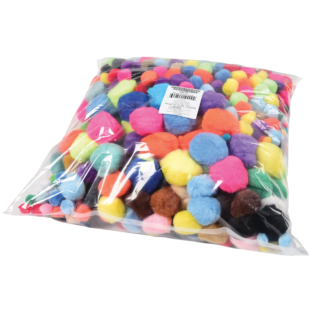 Pound of Pom Poms in Clear Packaging