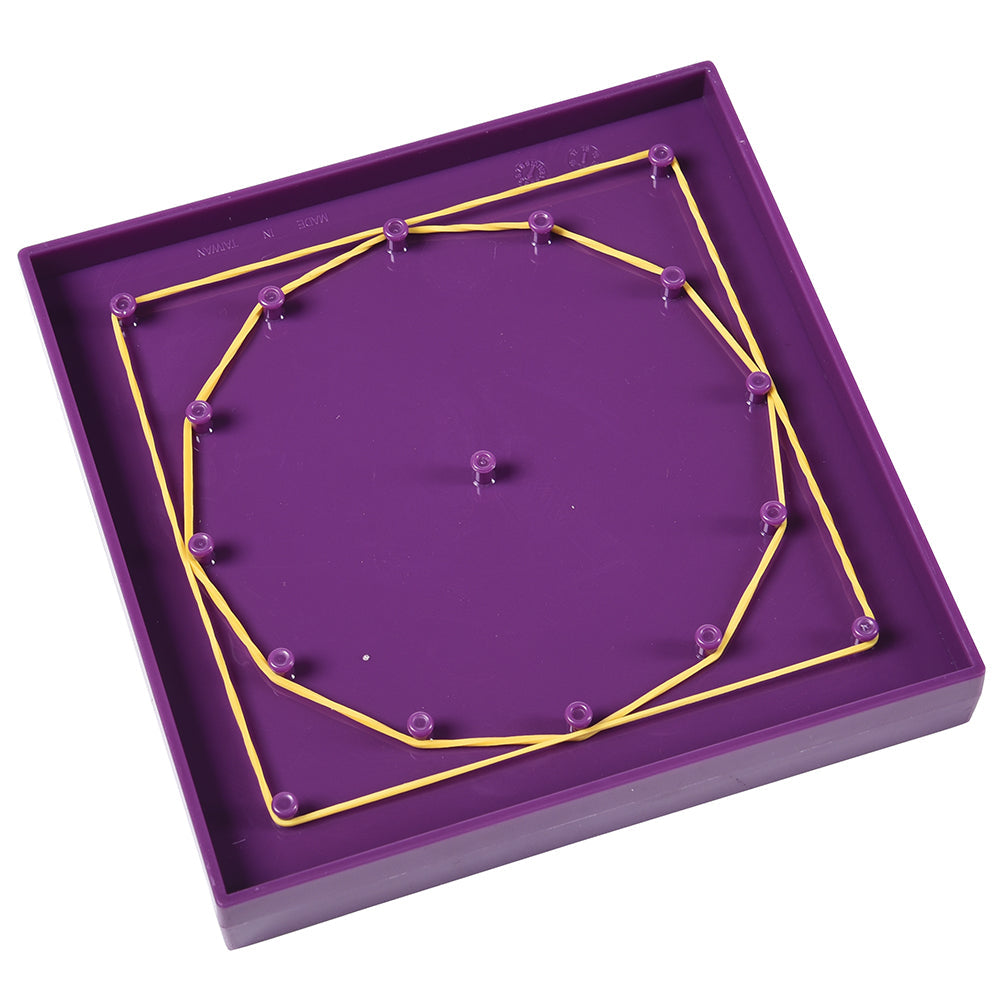 Purple Geoboard with yellow rubber band