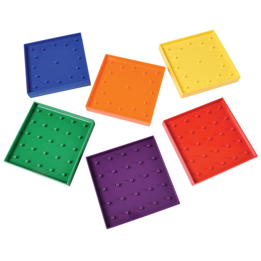 Set of 6 Colorful Geoboards