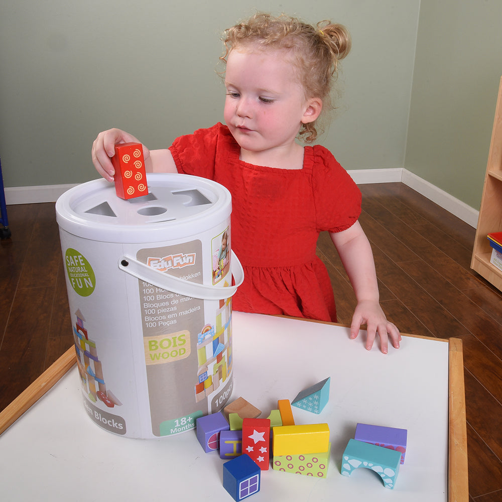 100-Piece Wooden Building Blocks Set for Toddlers – Colorful Stacking, Sorting & Educational Play