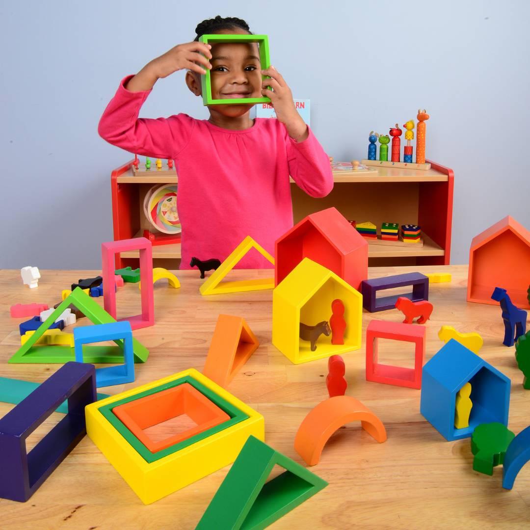 Using Colorful Designer Blocks During Classroom Play Time
