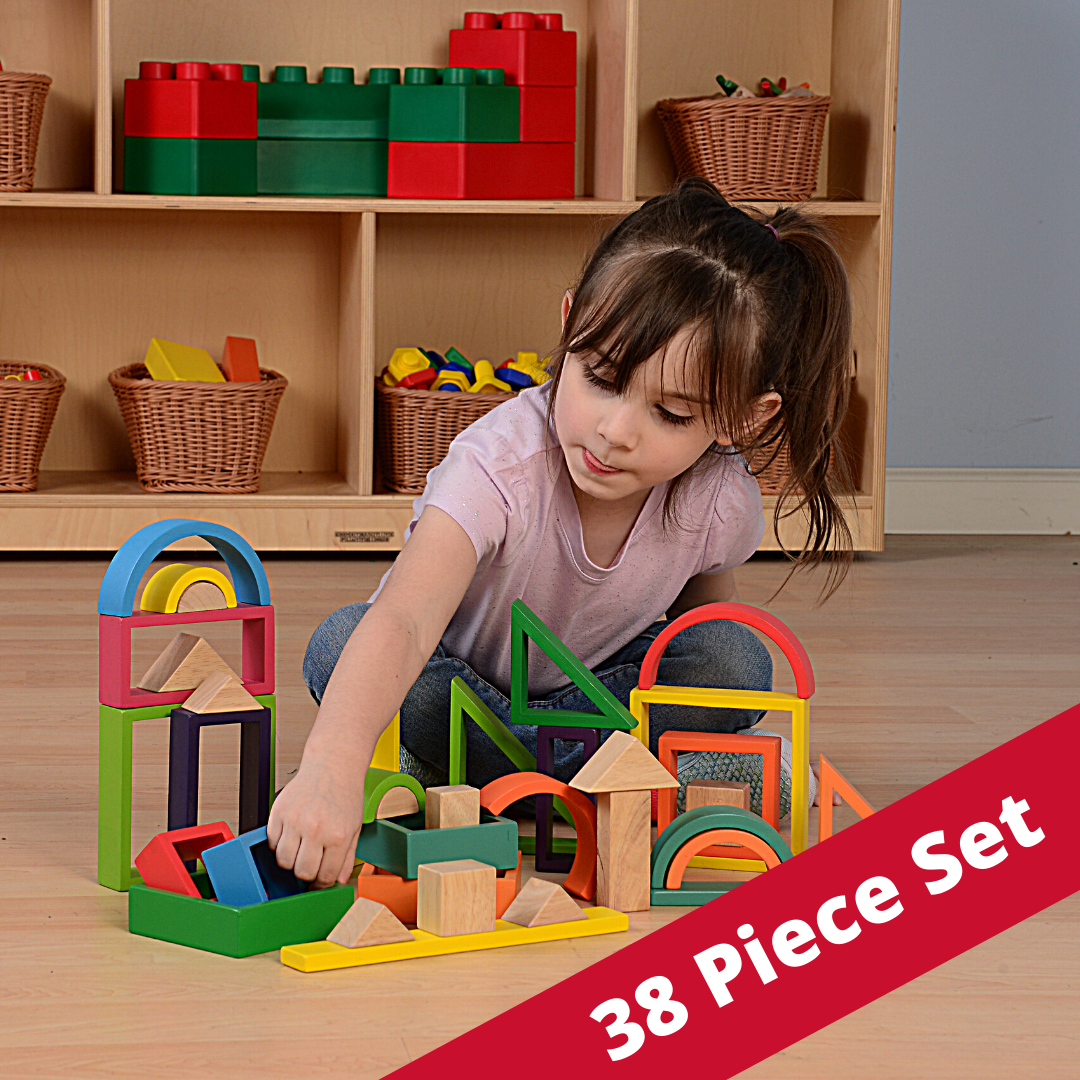 38-Piece Colorful Designer Blocks In The Classroom