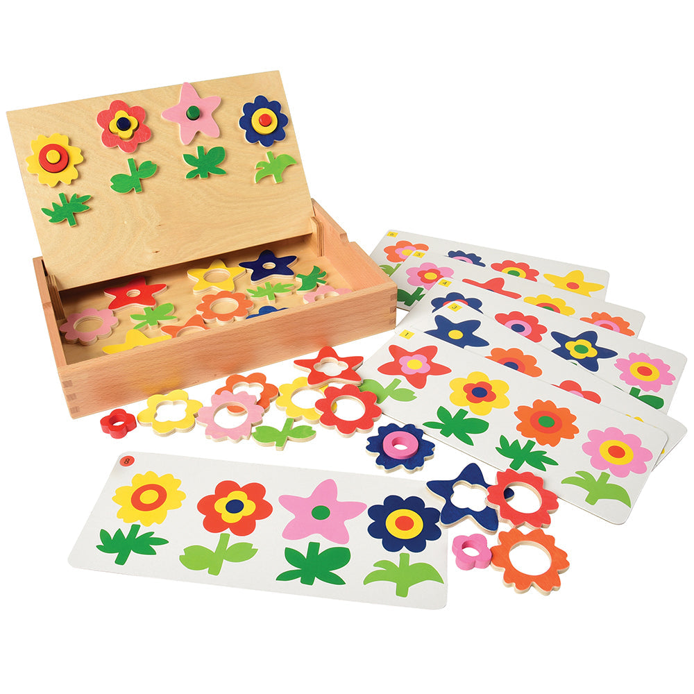 Magnetic Match & Make Flowers with Wooden Storage Box