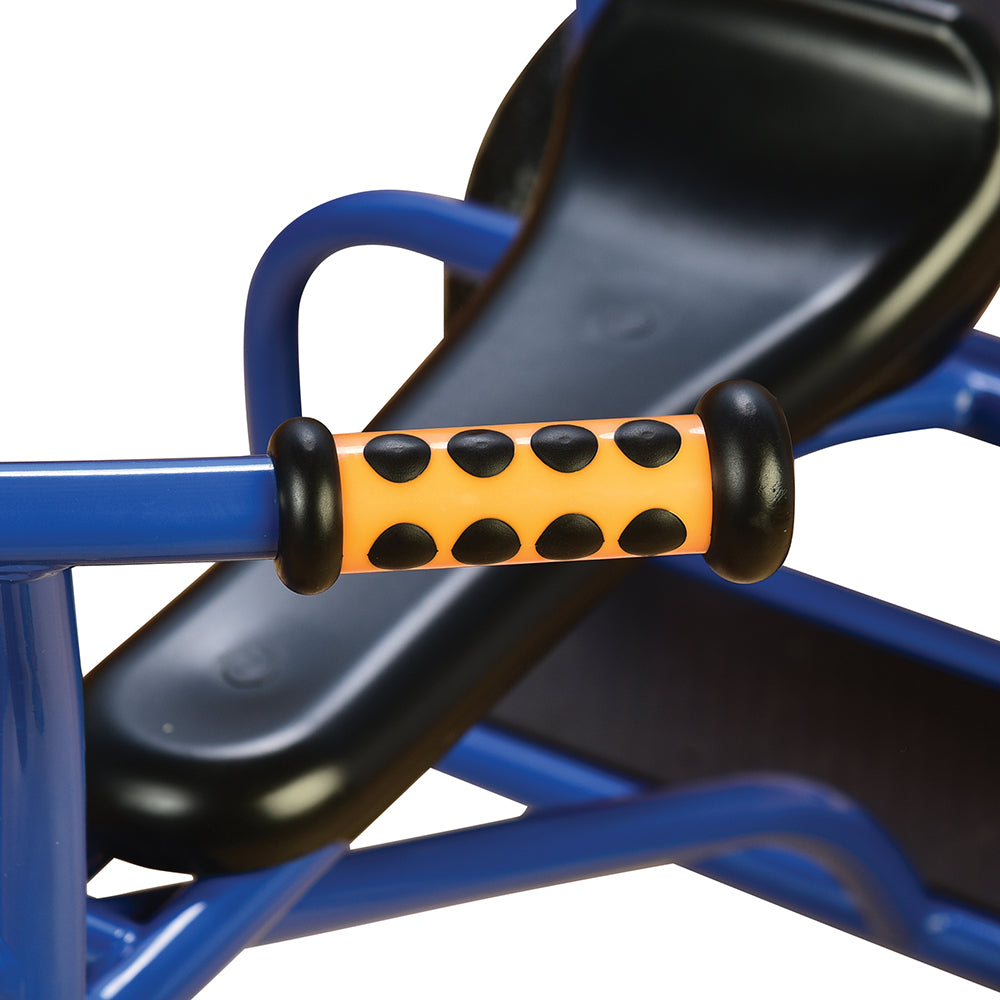 close-up of grip on trike's handle