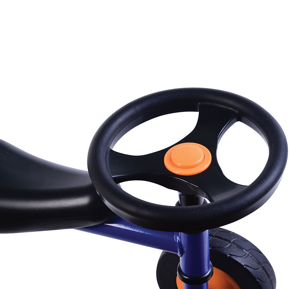 close-up of trike steering wheel