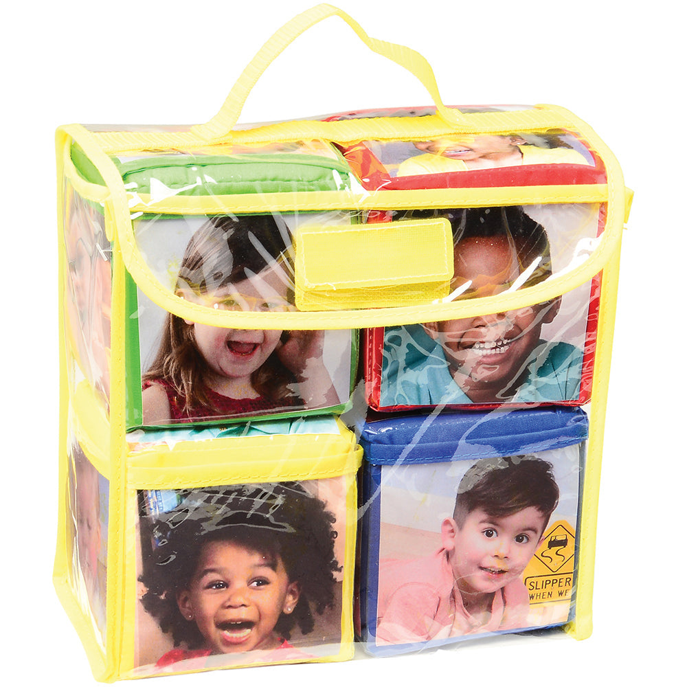 4 Piece Stackable Photo Blocks in Storage Tote