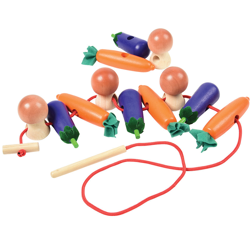 Threading Wooden Vegetables