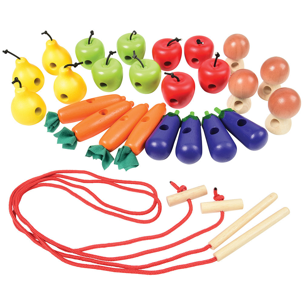 26 Piece Fruit & Vegetables Threading Activity