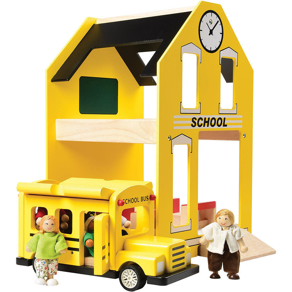 Wooden School Bus with Dolls