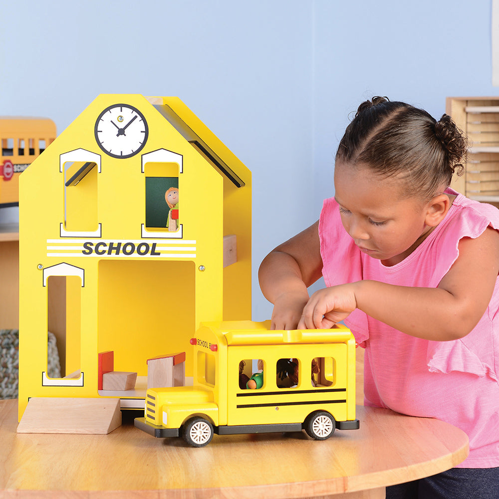Adding Let's Play School Wooden Playset to Block Play