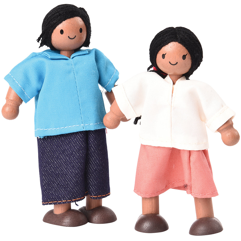 Posable Hispanic Family Wooden Father & Mother Dolls