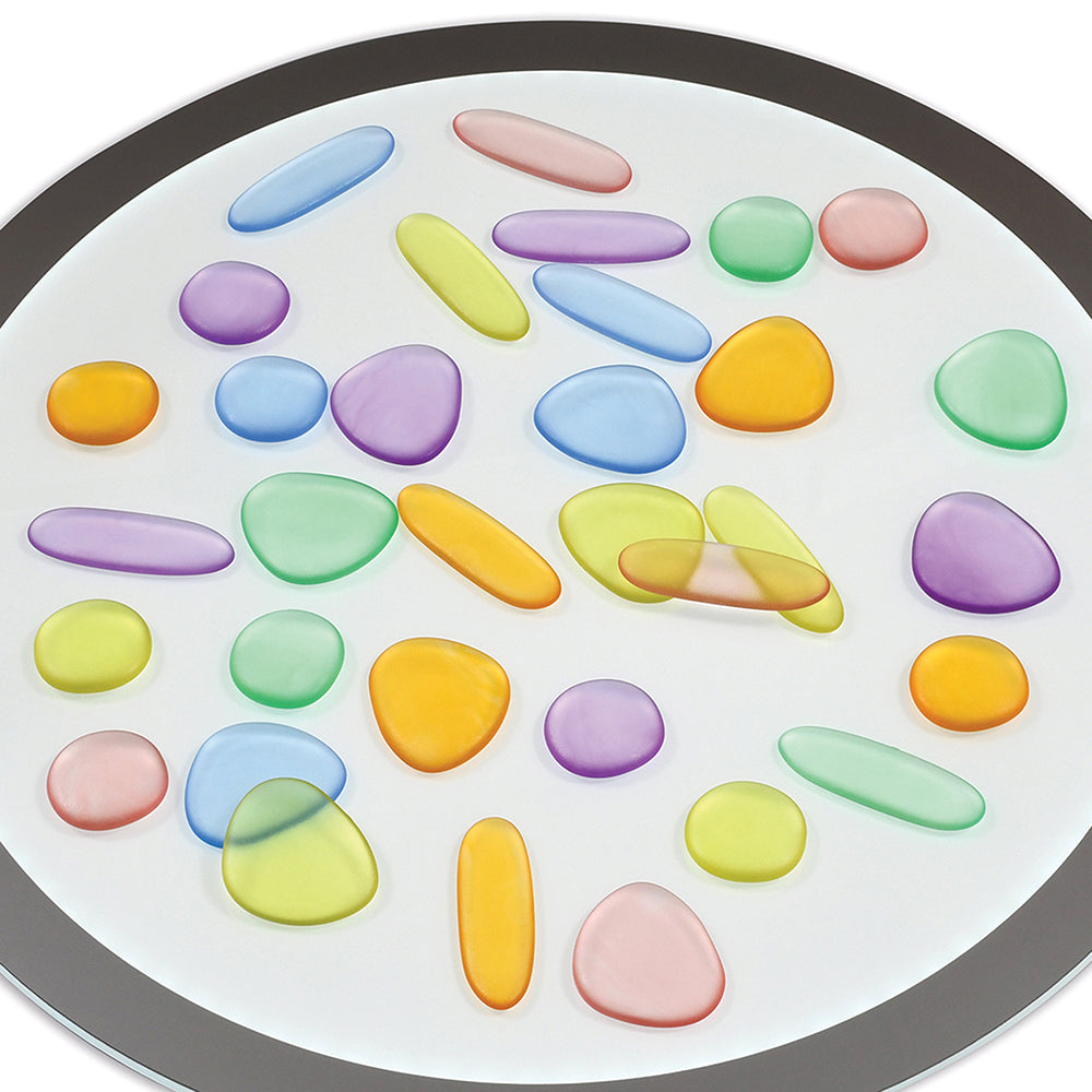 Using Translucent Rainbow Pebbles on a Light Table