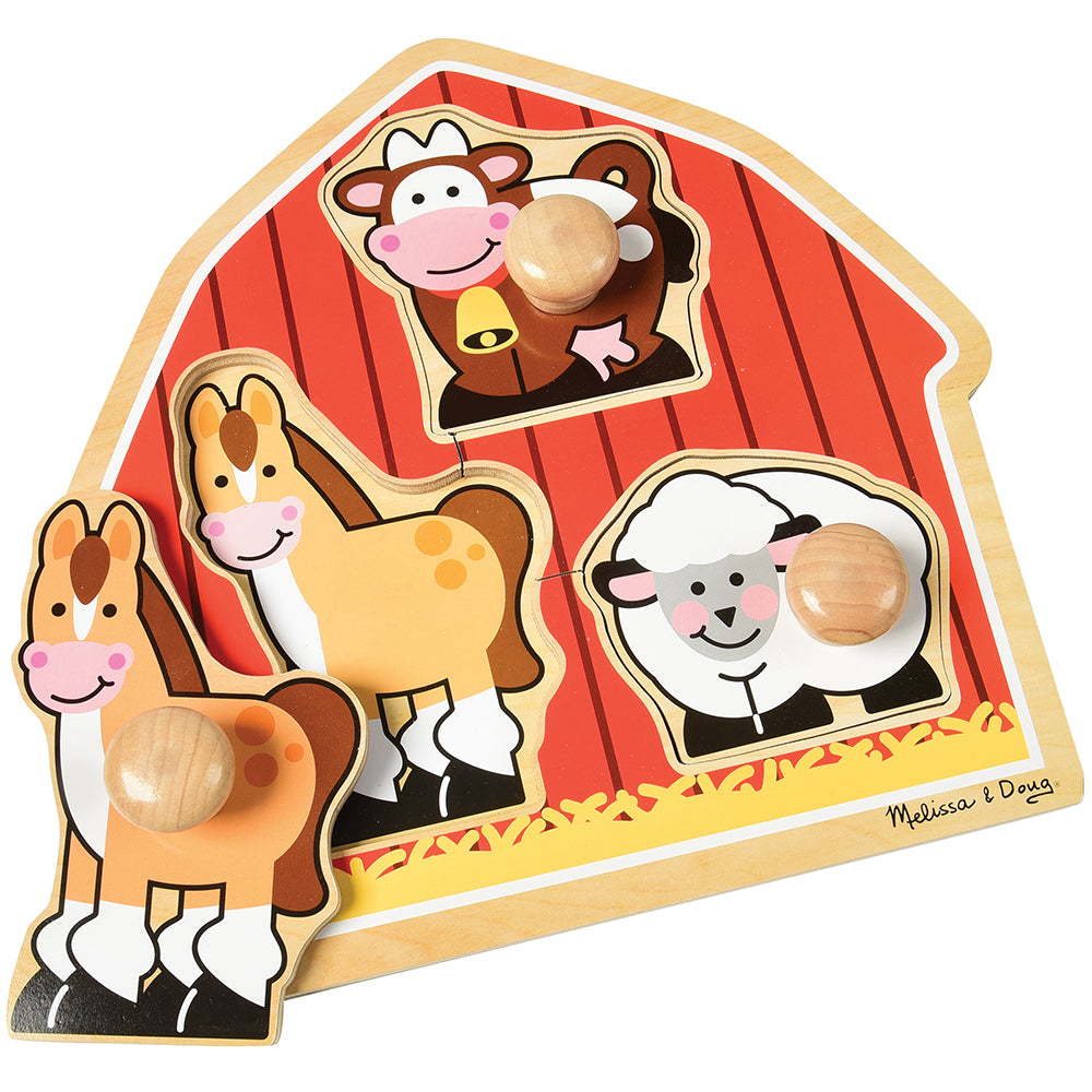 Melissa & Doug® Beginner Backyard Barn Animals Knob Puzzle - 3 PC