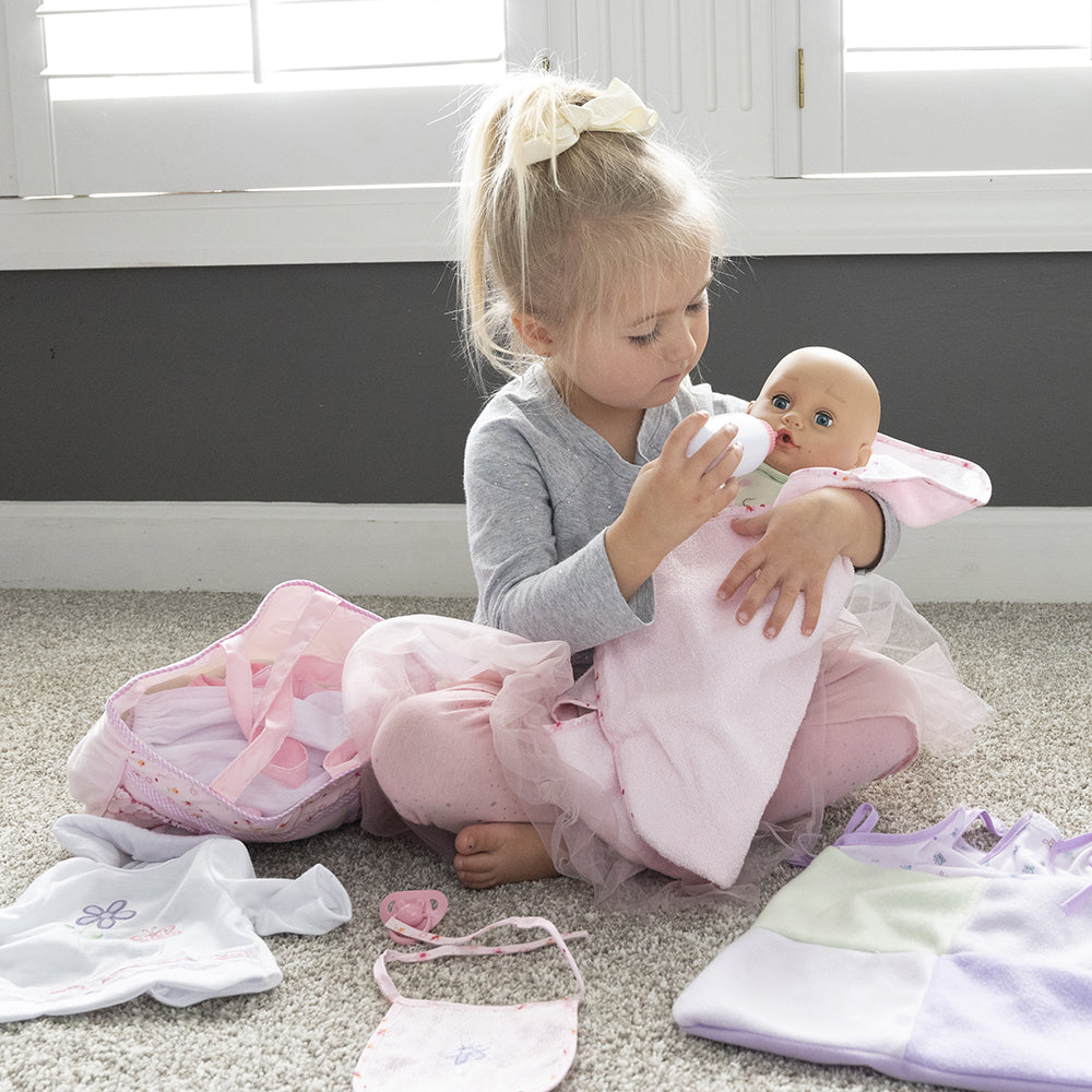 Enjoying Pretend Play with Light Skin 16" Baby Doll & Accessories