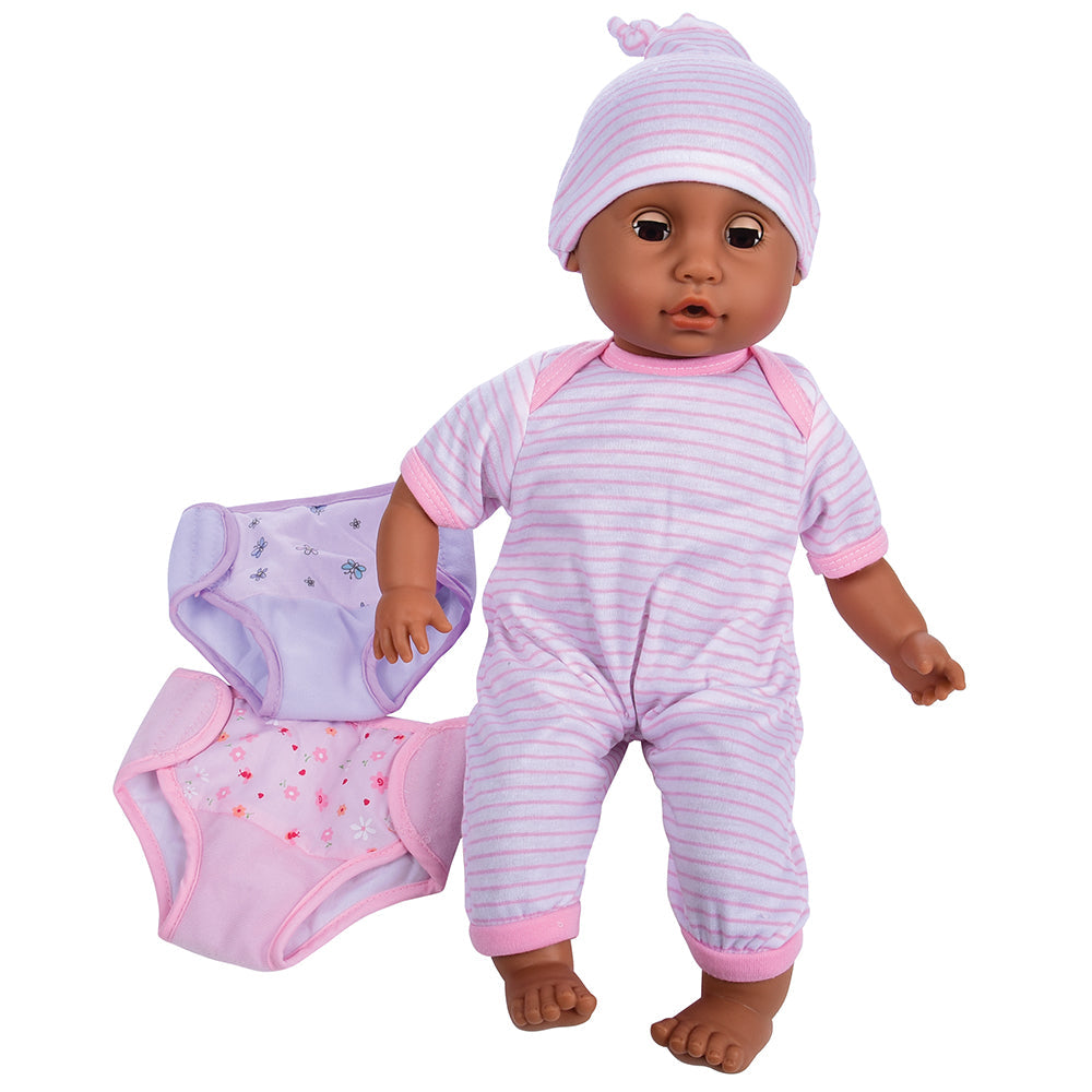 Dark Skin 16" Baby Doll with 2 Cloth Diapers