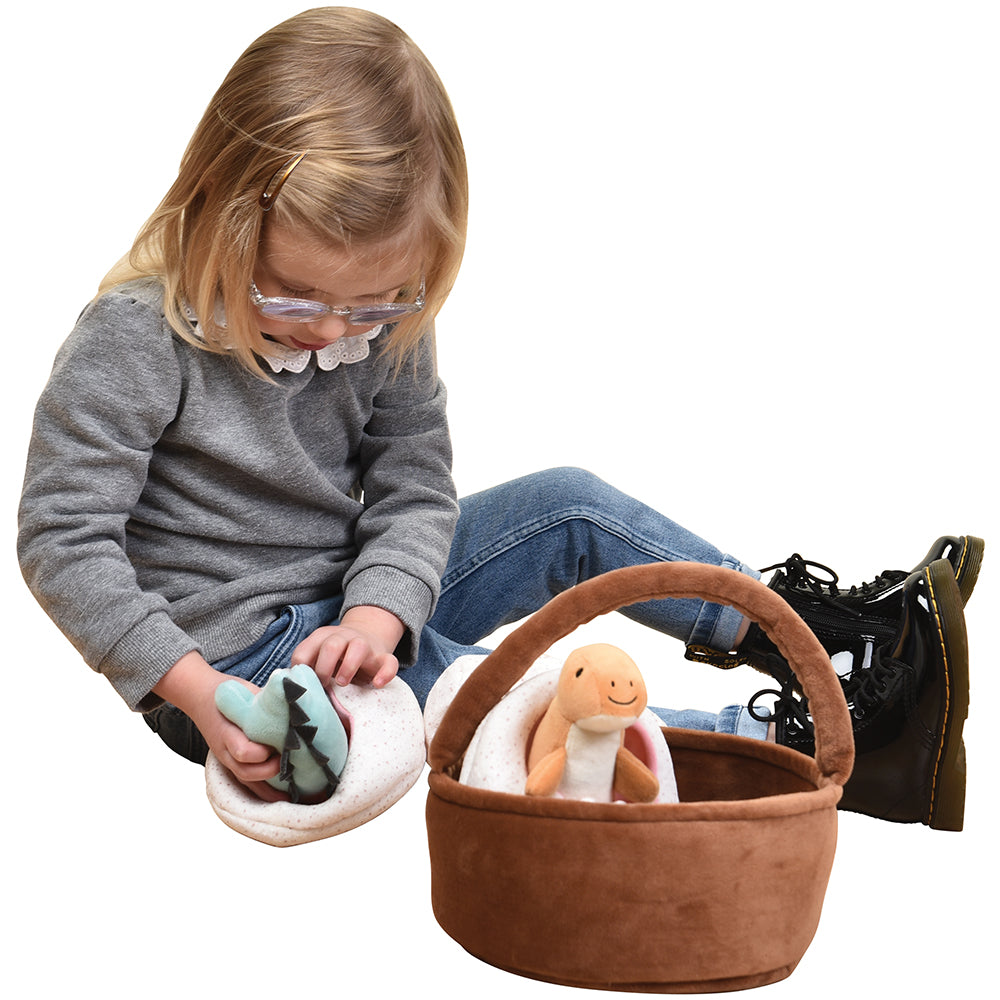 Prehistoric Plush Basket of Dinos for All Ages