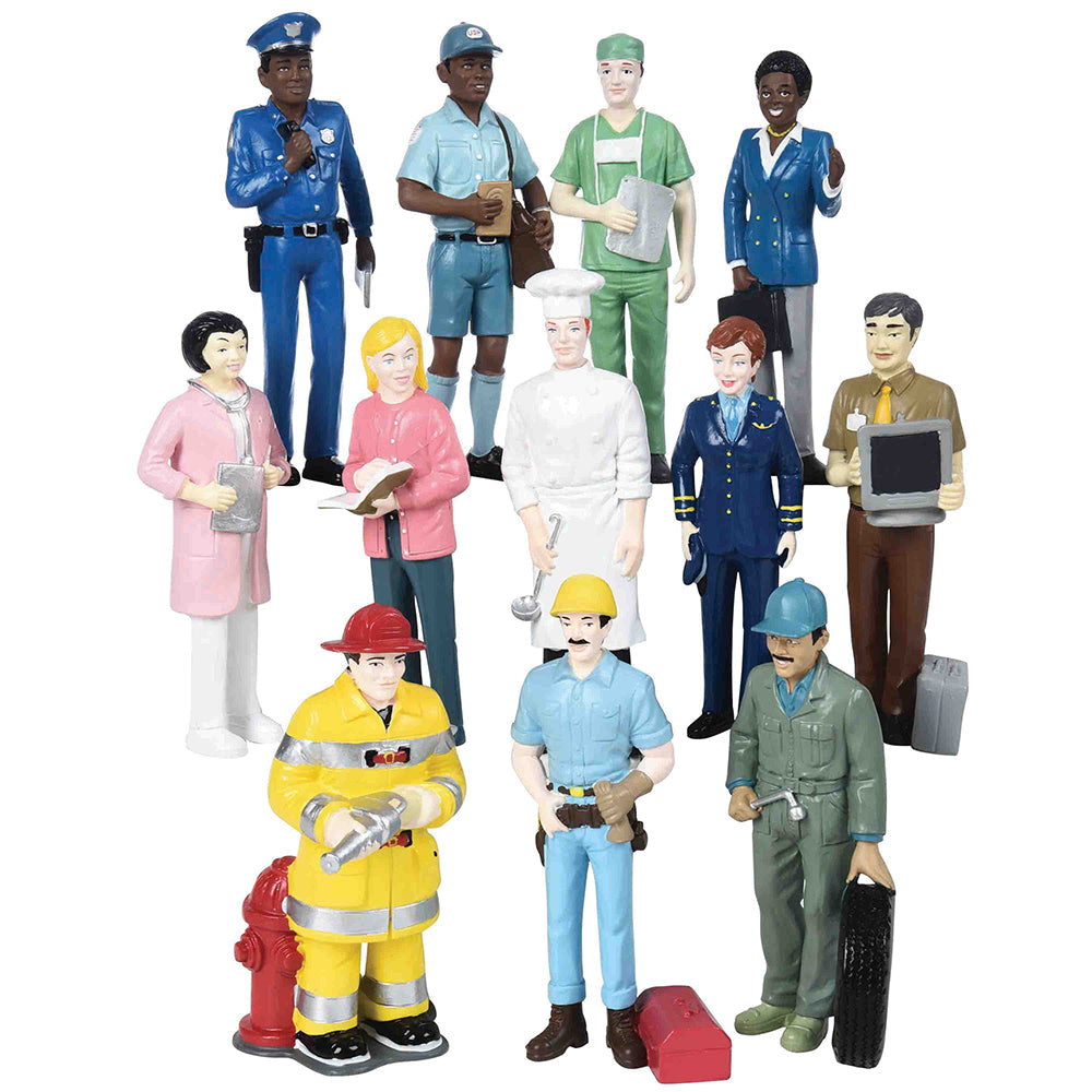 Pretend Professionals Career Figurine Set | 12 Realistic Vinyl Occupation Toys