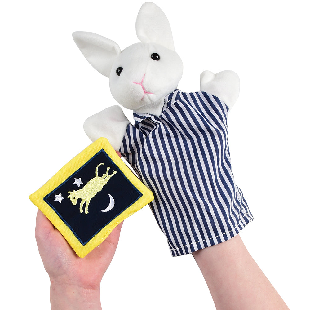 Goodnight Moon Bunny Hand Puppet with Prop Piece