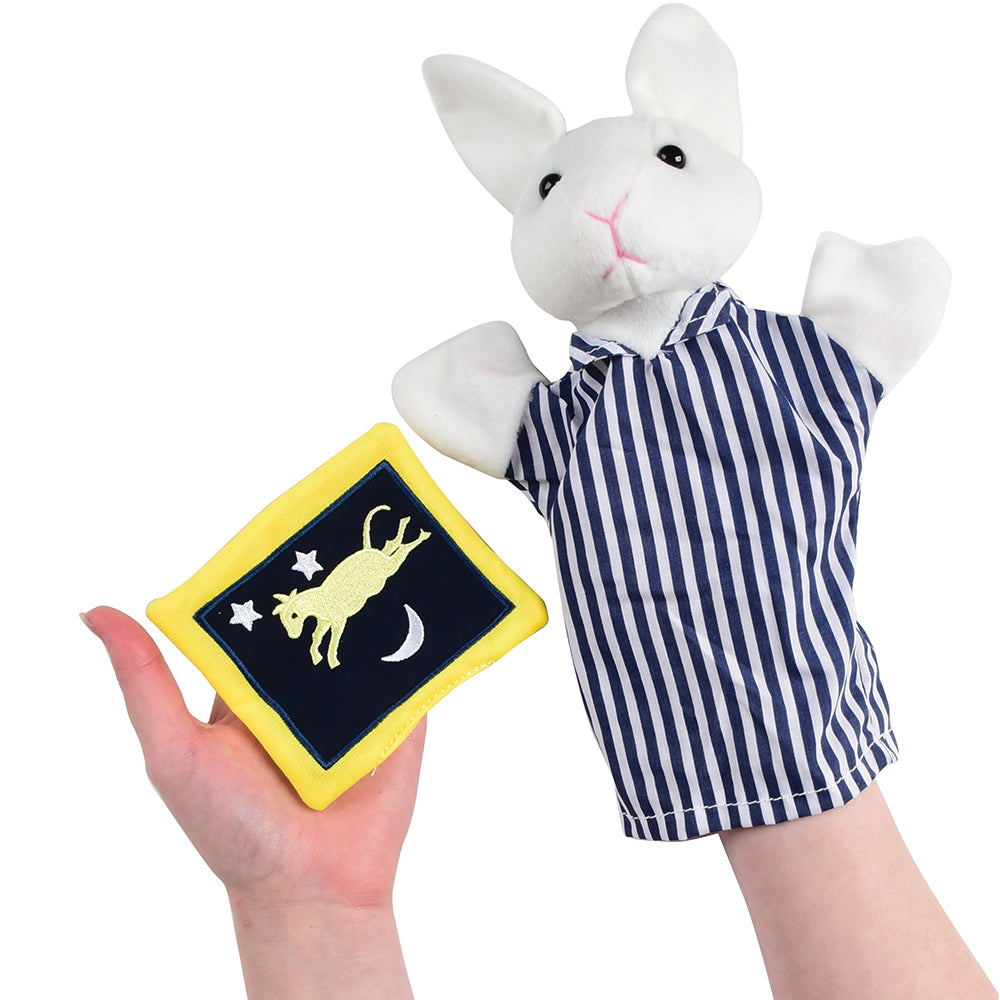 Goodnight Moon Bunny Hand Puppet with Prop Piece