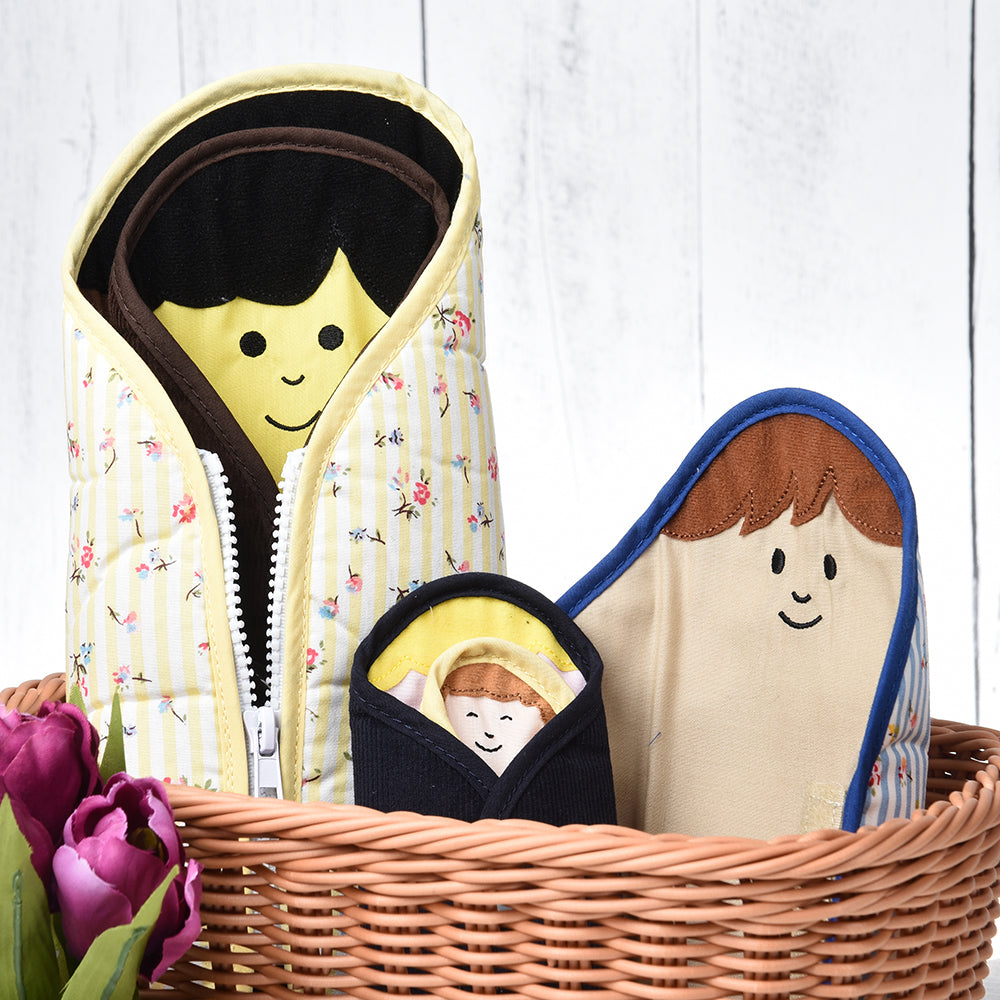 5 Piece Set of Dolls with Zippers, Snaps, and Buttons
