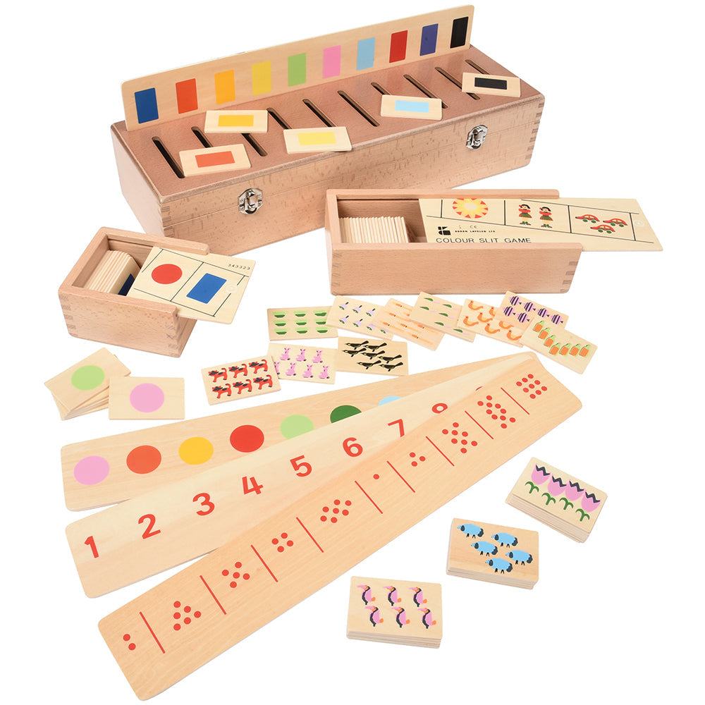 Wooden Sorting Box Combo for Color & Counting | 73-Piece Math and Color Recognition Set | 73-Piece Math and Color Recognition Set