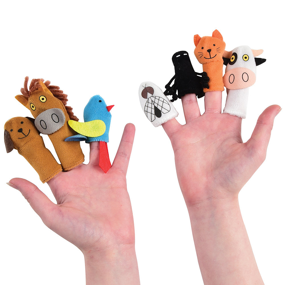 7-Piece Animal Finger Puppets on Child's Hands