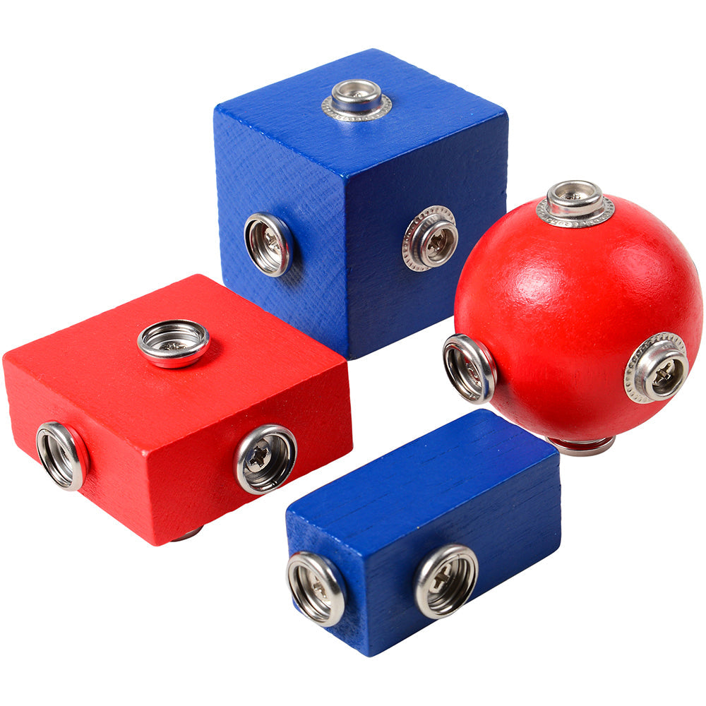 Red & Blue Wooden Blocks with Metal Connectors
