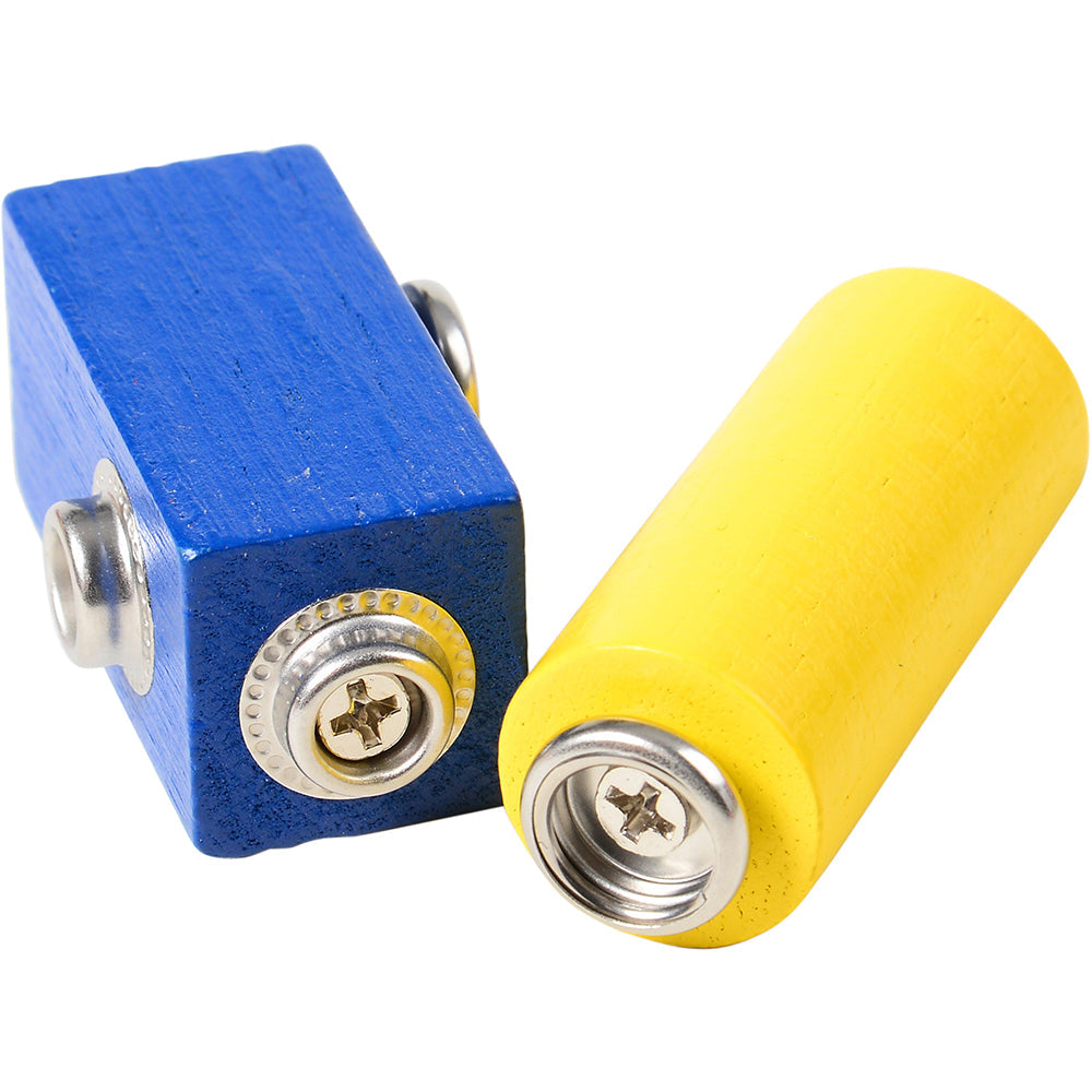 Yellow & Blue Wooden Blocks with Metal Connectors