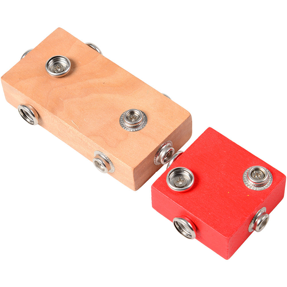 Red & Beige Wooden Blocks with Metal Connectors