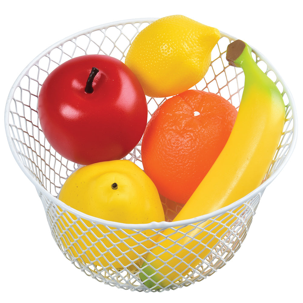 Realistic Play Fruit Set | 5-Piece Life-Size Pretend Food in a Wire Basket